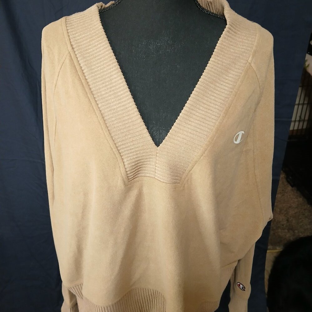 Champion Authentic Athleticwear V-Neck Sweatshirt - Camel/Tan 2XL
